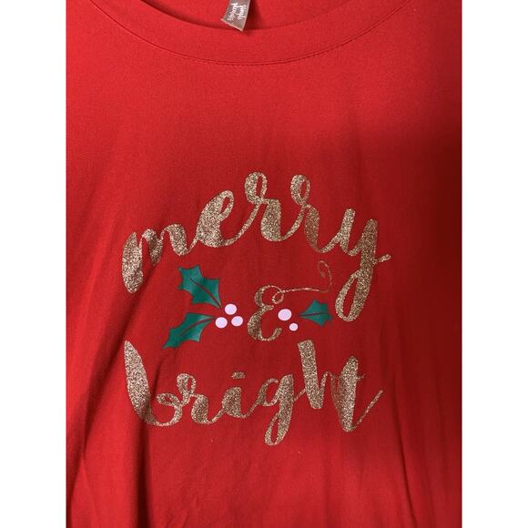 Simple Pleasures Womens Size L Long Sleeve Shirt Merry and Bright Christmas Red - Picture 3 of 7
